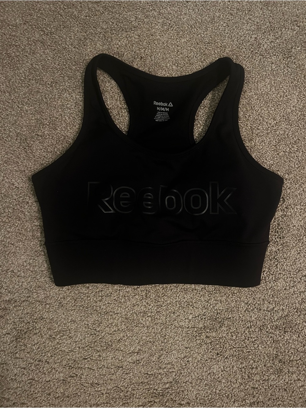 Reebok Black Racerback Logo Sports Bra
